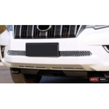 Toyota Prado 150 2018+ накладки хром на решетку переднего бампера
