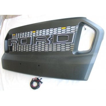 Ford Ranger T7 решетка радиатора с LED габаритами средняя черный лого белый кант
