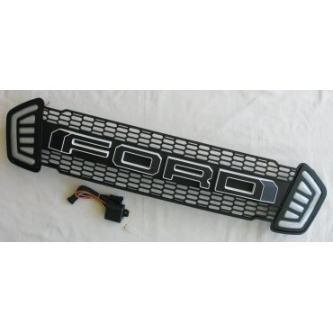 Ford Ranger T7 решетка радиатора с LED DRL черный лого с белым кантом
