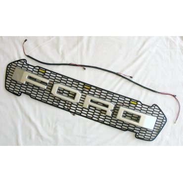 Ford Ranger  T7 решетка радиатора LED габариты стиль Raptor лого Silver  Ford Ranger  T7 решетка радиатора LED габариты стиль Raptor лого Silver
