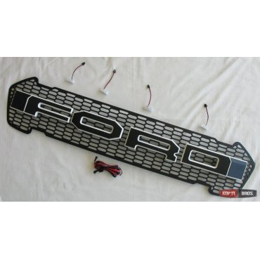 Ford Ranger T7 решетка радиатора LED габариты 4 черный лого белый кант