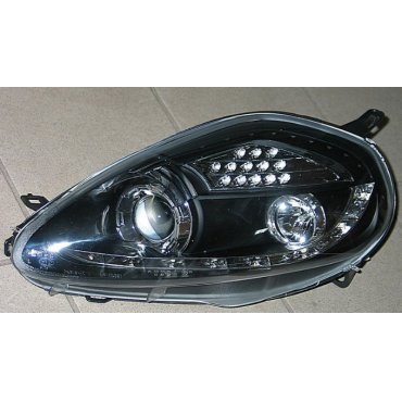 Fiat Grande Punto оптика передняя черная LED Fiat Grande Punto оптика передняя черная LED